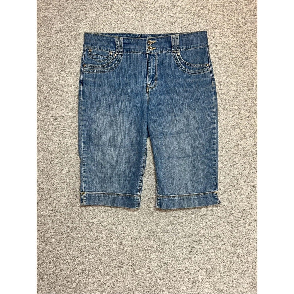 Jones & Co Capri Short Women 10 (32x14 Actual) Denim Skinny Mid Rise Blue Casual